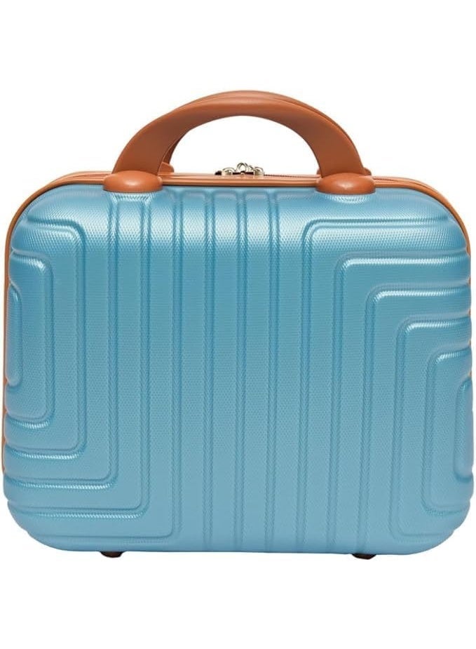 حقيبة مكياج بتصميم متاهة للسفر، مقاس 13.5 بوصة، منظم مستحضرات تجميل كبير السعة وحقيبة تجميل محمولة مع فواصل قابلة للتعديل، لون أزرق سماوي - Image 1